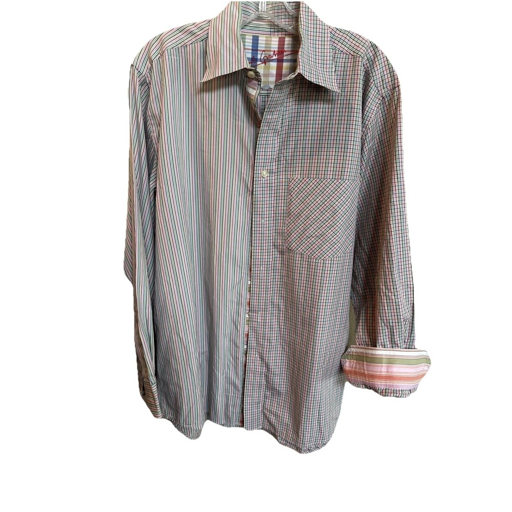 Robert Graham Mens Medium‎ Striped Flip Cuff Long Sleeve Button Down Shirt